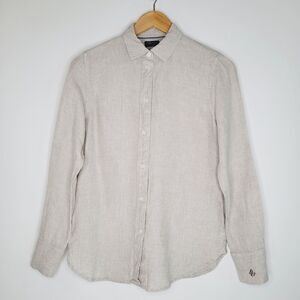 J. Crew Factory Women's Light Beige Button-Down Linen Shirt